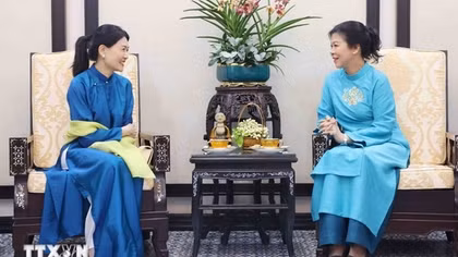 Phu nhân Tổng Bí thư Tô Lâm tiếp Phu nhân Thủ tướng Singapore