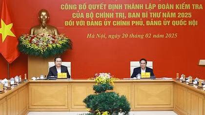 Công bố quyết định thành lập Đoàn kiểm tra đối với Đảng ủy Chính phủ, Đảng ủy Quốc hội