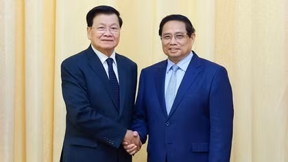 Thủ tướng Phạm Minh Chính tiếp Tổng Bí thư, Chủ tịch nước Lào