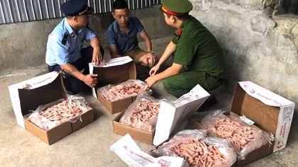 Xử phạt và tiêu hủy 1 tấn chân gà không rõ nguồn gốc