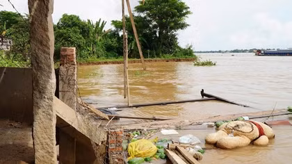 Đồng Tháp: Sạt lở bờ sông Tiền, gây ảnh hưởng đến 11 hộ dân