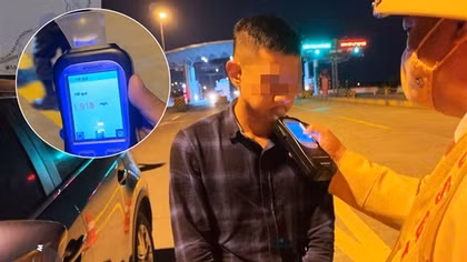 Tài xế có nồng độ cồn cao ngất ngưởng lái xe trên cao tốc Hà Nội - Hải Phòng