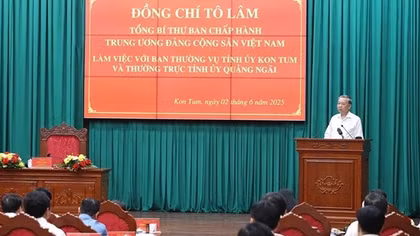 Tổng Bí thư Tô Lâm: Kon Tum và Quảng Ngãi sau khi hợp nhất sẽ thành cực tăng trưởng mới