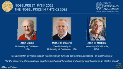 Nobel Vật lý 2025 vinh danh ba nhà khoa học tiên phong trong lĩnh vực lượng tử