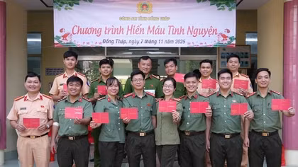 Công an tỉnh Đồng Tháp hiến tặng gần 250 đơn vị máu