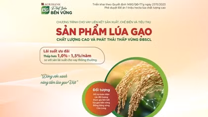 Agribank triển khai chương trình tín dụng ưu đãi phục vụ Đề án 1 triệu hecta lúa, phát thải thấp vùng ĐBSCL