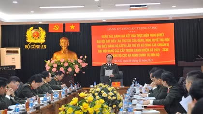 Đảng bộ Cục An ninh chính trị nội bộ được chọn để tổ chức đại hội điểm trong Đảng bộ Công an Trung ương