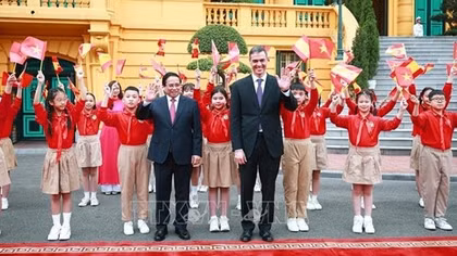 Thủ tướng Phạm Minh Chính chủ trì Lễ đón Thủ tướng Tây Ban Nha thăm chính thức Việt Nam