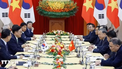 Tổng Bí thư Tô Lâm hội kiến với Chủ tịch Quốc hội Hàn Quốc Woo Won Shik