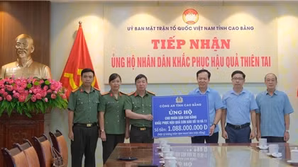Công an tỉnh Cao Bằng ủng hộ hơn 1 tỷ đồng khắc phục hậu quả thiên tai