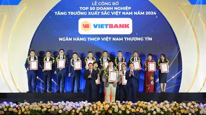 Vietbank được vinh danh Top 50 Doanh nghiệp tăng trưởng xuất sắc Việt Nam năm 2024