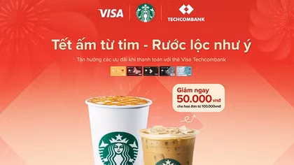 Techcombank hợp tác cùng Starbucks Vietnam đem “Tết ấm từ tim - Rước lộc như ý” tới khách hàng
