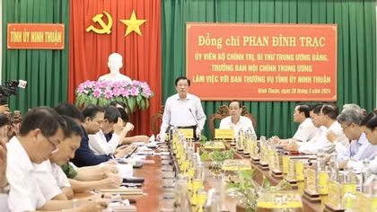 Ban Nội chính Trung ương làm việc về phòng, chống tham nhũng, tiêu cực tại Ninh Thuận