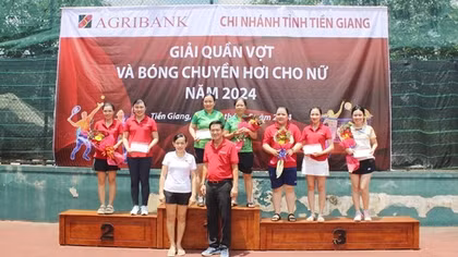 Giải quần vợt và bóng chuyền hơi nữ năm 2024 Agribank Tiền Giang thành công tốt đẹp