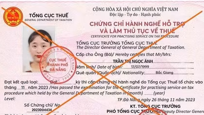 Đà Nẵng cảnh báo giả chứng chỉ hành nghề dịch vụ làm thủ tục về thuế để lừa đảo