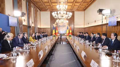 Thủ tướng Phạm Minh Chính hội đàm với Thủ tướng Romania Ion Marcel Ciolacu