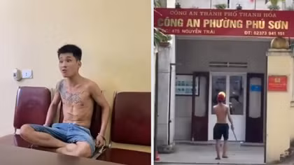 Khống chế kẻ cầm gậy sắt vào Công an phường quậy phá