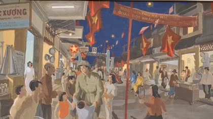 Ngắm “Hà Nội một thời đạn bom, một thời hoà bình” qua tác phẩm mỹ thuật