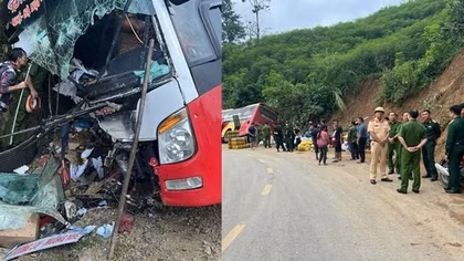 Ô tô khách mất lái đâm vào ta luy khiến 20 người thương vong
