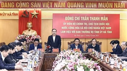 Chủ tịch Quốc hội Trần Thanh Mẫn làm việc với Ban Thường vụ Tỉnh ủy Hà Tĩnh