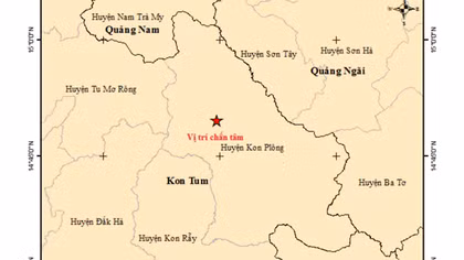 Kon Tum liên tiếp xảy ra 4 trận động đất, mạnh nhất 5.0 độ richter