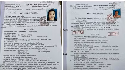 Công an tỉnh Bà Rịa-Vũng Tàu truy nã toàn quốc nhiều đối tượng