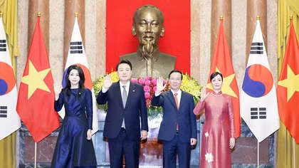 Chủ tịch nước Võ Văn Thưởng chủ trì Lễ đón chính thức Tổng thống Hàn Quốc Yoon Suk Yeol