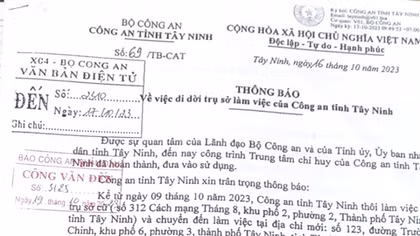 Thay đổi trụ sở làm việc Công an tỉnh Tây Ninh