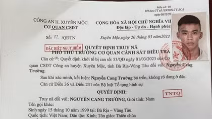Truy nã đối tượng cướp giật tài sản đặc biệt nguy hiểm