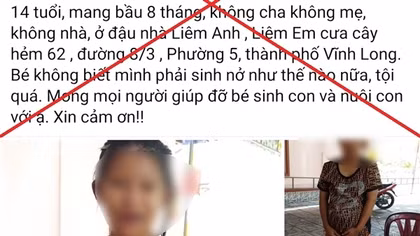 Xác minh thông tin bé gái 14 tuổi mang thai ở Vĩnh Long