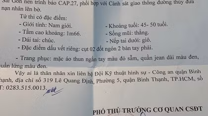 Thi thể nam giới trôi sông gần 1 tháng chưa có người thân đến nhận