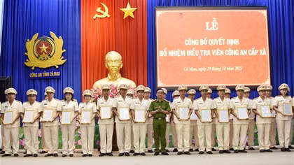 Bổ nhiệm 32 điều tra viên Công an cấp xã ở Cà Mau