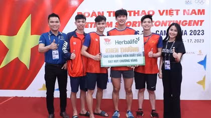 Herbalife Việt Nam thưởng nóng các VĐV Việt Nam đạt Huy chương Vàng đầu tiên tại SEA Games 32