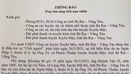 Tìm tung tích nạn nhân tại bãi biển Khu dự án Ngân Hiệp 2