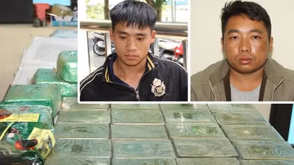 Bắt tại chỗ 2 thanh niên cùng 20 bánh heroin và 9,665 kg ma túy tổng hợp