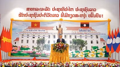 Bộ trưởng Tô Lâm dự lễ khánh thành Học viện Chính trị CAND Lào