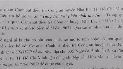 Tìm chủ sở hữu xe liên quan vụ tàng trữ trái phép chất ma túy