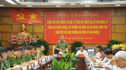 Ban Thường vụ Đảng uỷ Công an Trung ương làm việc với Tỉnh ủy Hải Dương