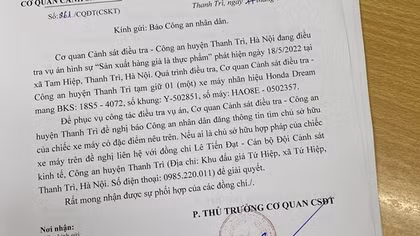 Công an huyện Thanh Trì tìm chủ sở hữu