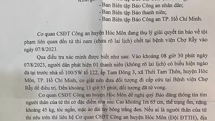 Tìm người thân nam thanh niên nghi ngáo đá tử vong