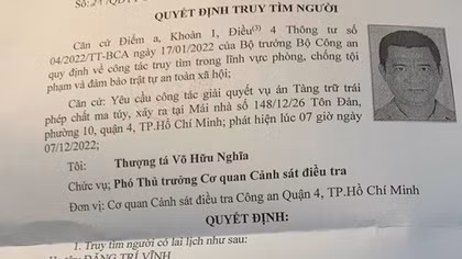 Truy tìm Đặng Trí Vĩnh, đối tượng liên quan vụ tàng trữ ma túy