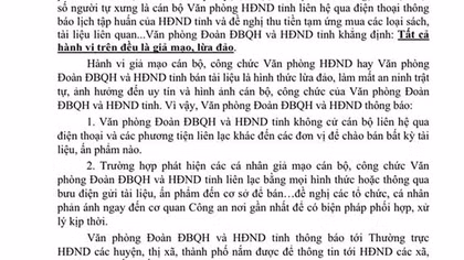 Giả mạo cán bộ Văn phòng Đoàn Đại biểu Quốc hội và HĐND tỉnh chào bán tài liệu