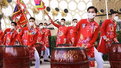 Đoàn nghệ thuật trống hội Học viện CSND tham gia trình diễn