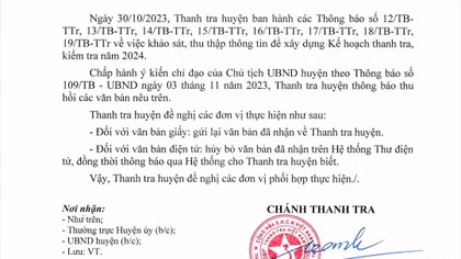 Thu hồi thông báo “lạ” gửi các trường học ở Quảng Trị