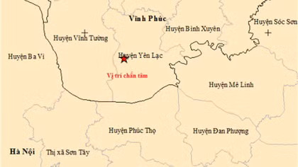 Động đất 3,2 độ richter xuất hiện tại Vĩnh Phúc