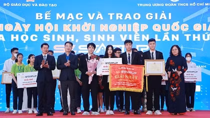 Trao giải cho 20 dự án khởi nghiệp xuất sắc của học sinh, sinh viên