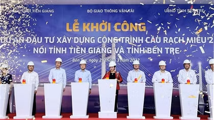 Khởi công xây dựng cầu Rạch Miễu 2 vượt sông Tiền