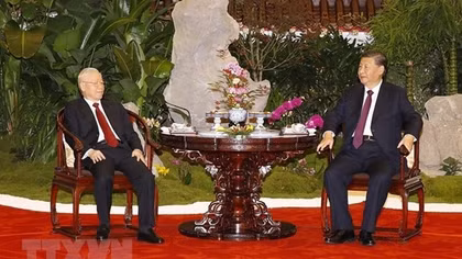 Tổng Bí thư Nguyễn Phú Trọng dự Tiệc trà cùng Tổng Bí thư Tập Cận Bình