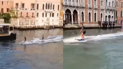 Thản nhiên lướt sóng ở Venice để quay clip, hai du khách được mời ra toà