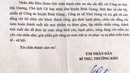 Xúc động những lá thư gửi đến Công an tỉnh Hải Dương